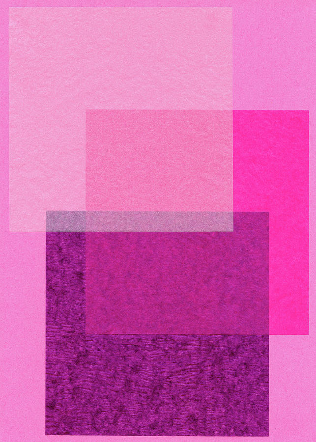 Pink squares Mixed Media by Francine Rondeau