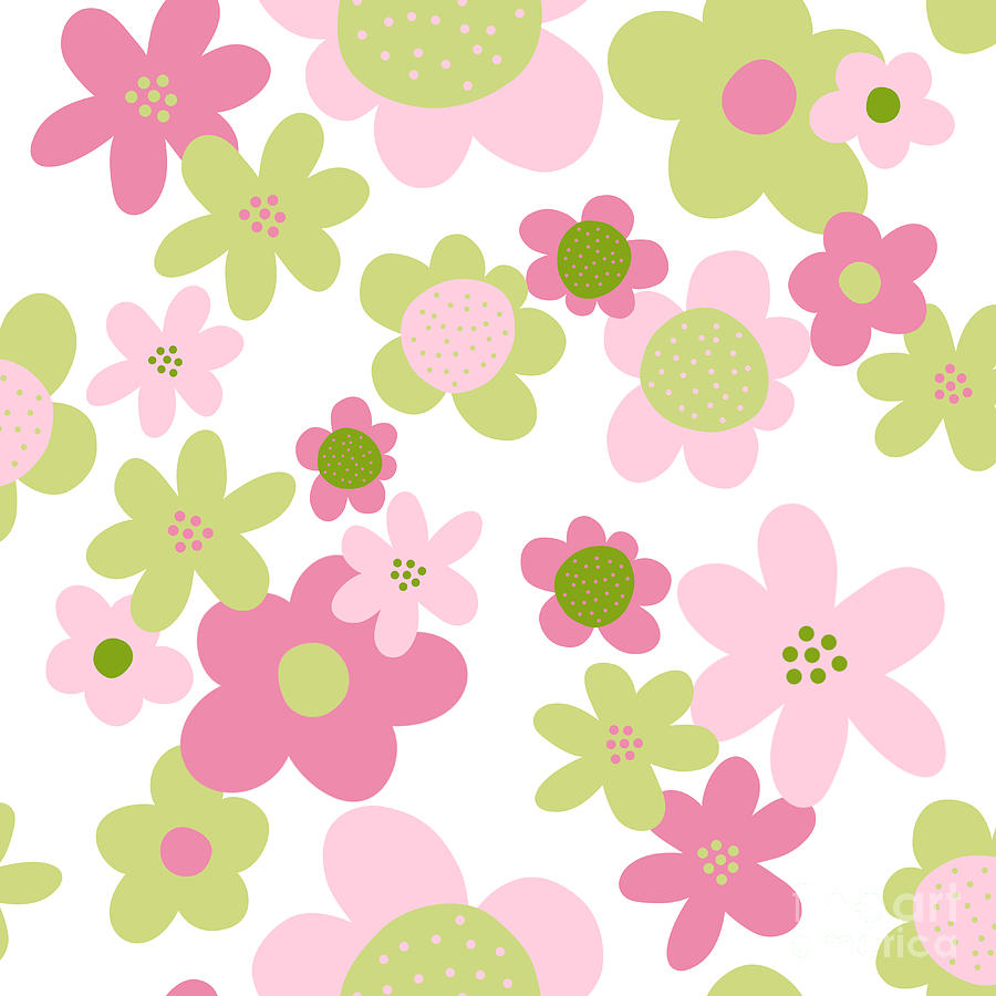 Pink Summer Flowers Surface Pattern Design Digital Art by Patricia Awapara