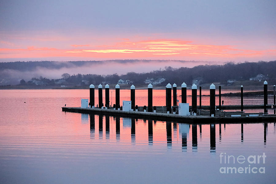 Pink sunrise and fog  Photograph by Janice Drew