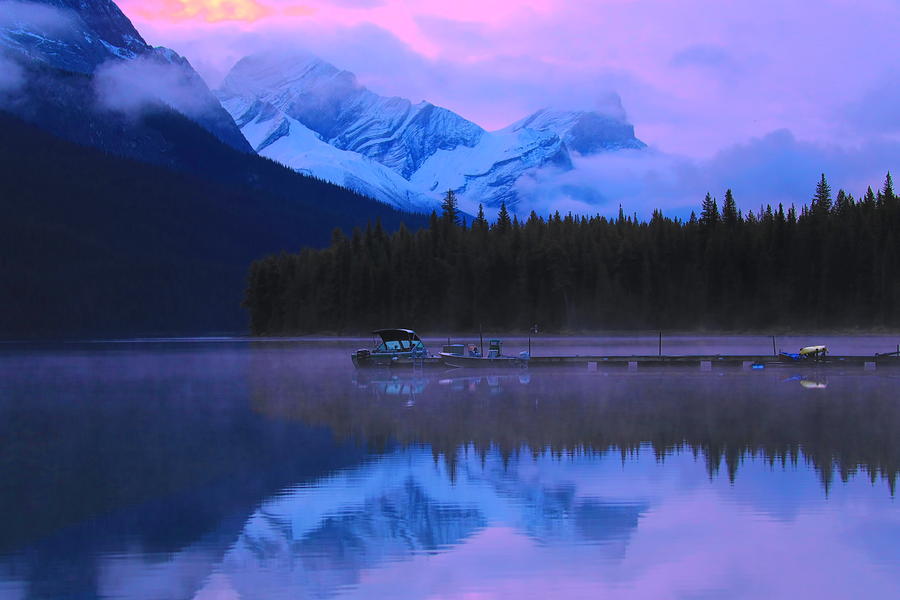 Pink Sunrise Maligne Lake by Dan Sproul Pink Sunrise Maligne Lake by Dan Sproul