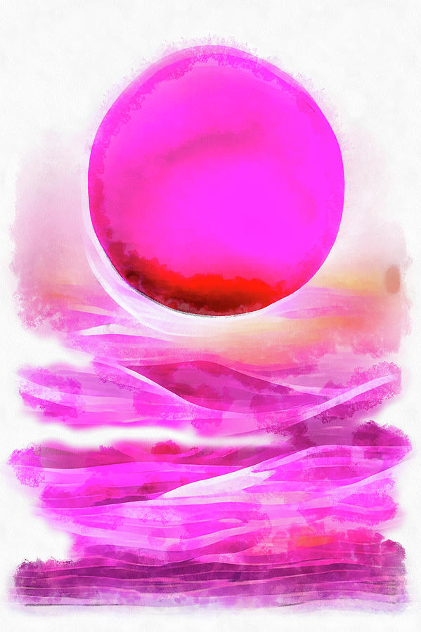 Pink Sunset 03 Abstract Watercolor Painting by Matthias Hauser