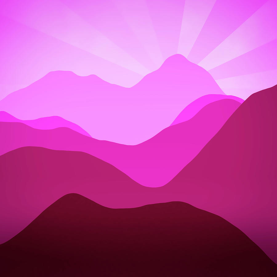 Pink Sunset And Mountains 01 Abstract Minimalism Digital Art by Matthias Hauser