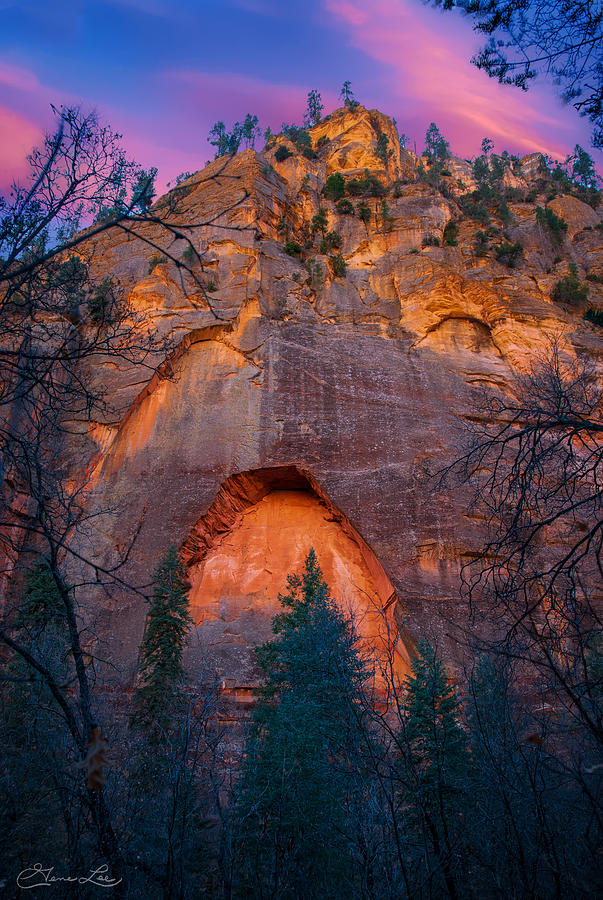 Pink Sunset Cliff Photograph by Gene Lee
