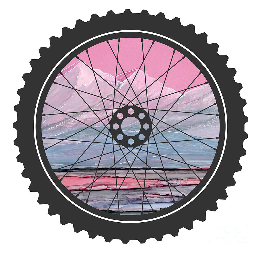 Pink Sunset Cycle Painting by Julie Greene-Graham