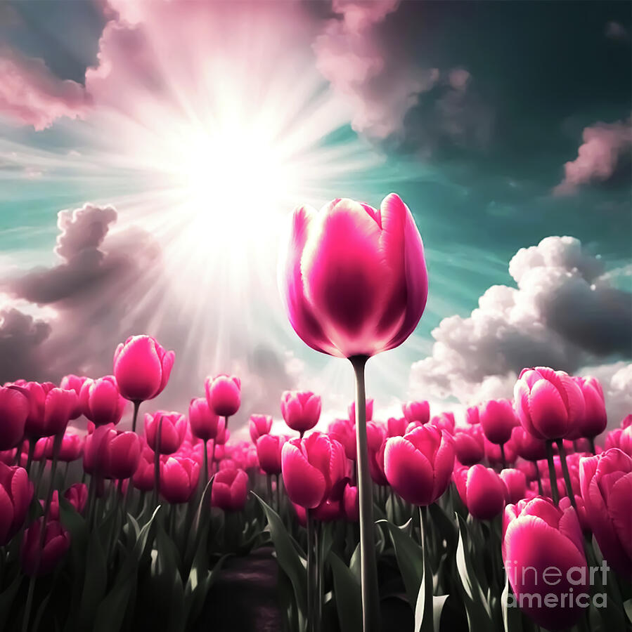 Pink Sunset Tulips Digital Art by Eddie Eastwood