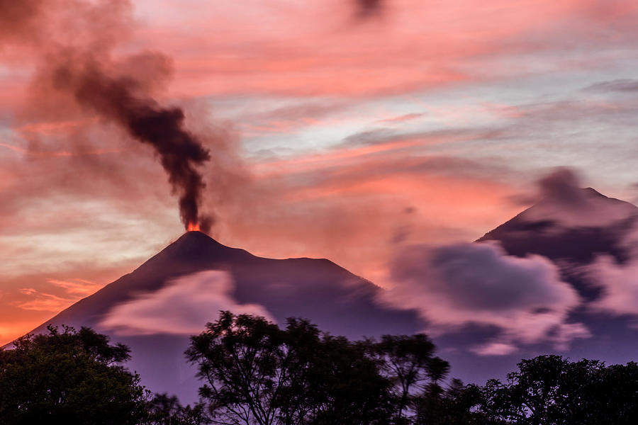 Pink Sunset Volcanic Eruption Photograph