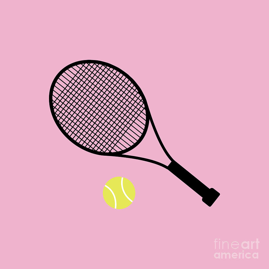 Pink Tennis Ball And Tennis Racket Digital Art