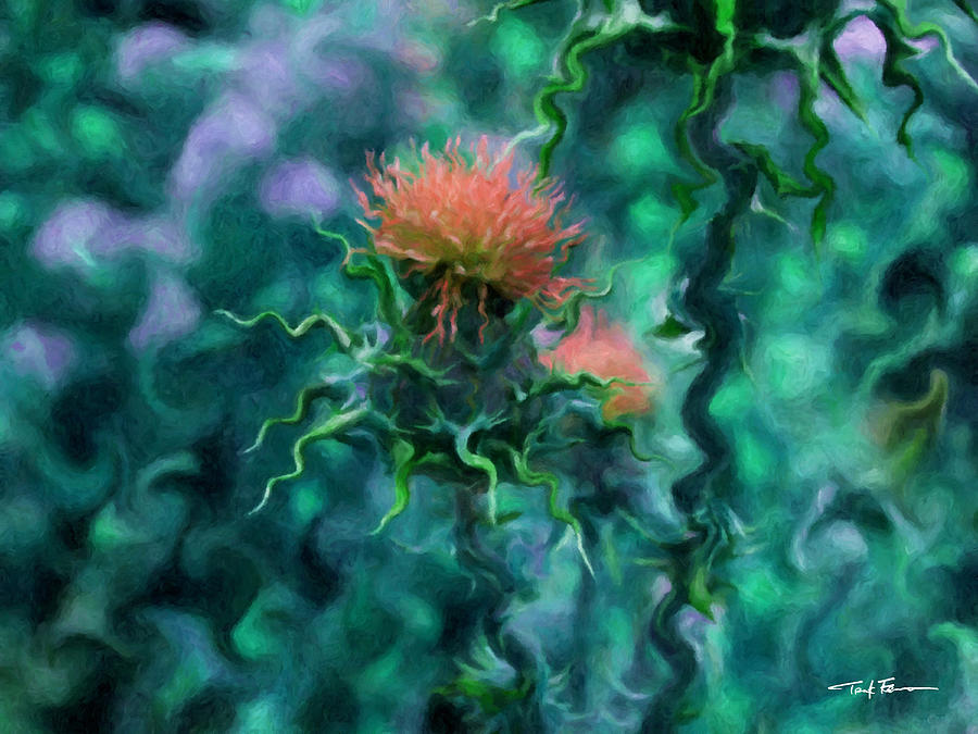 Pink Thistle Painting by Trask Ferrero