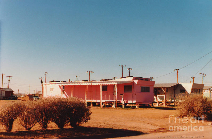 Pink Trailer Walthall Trailer Park Pecos Texas 1987 Photograph by Peter Ogden