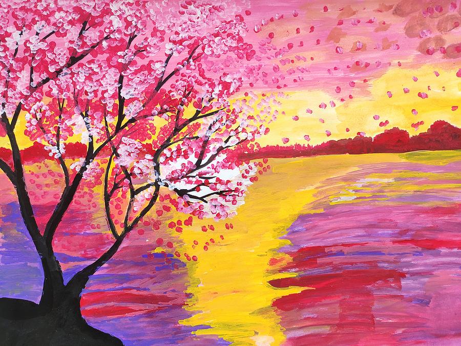 Pink Tree Acrylic Painting Painting by Sindhu Kumar - Fine Art America