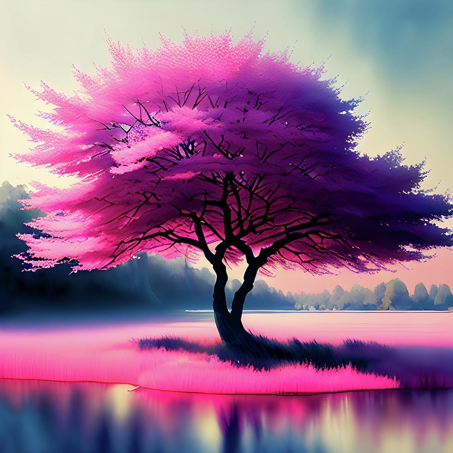 Pink tree digital art Digital Art by Mihai B - Fine Art America