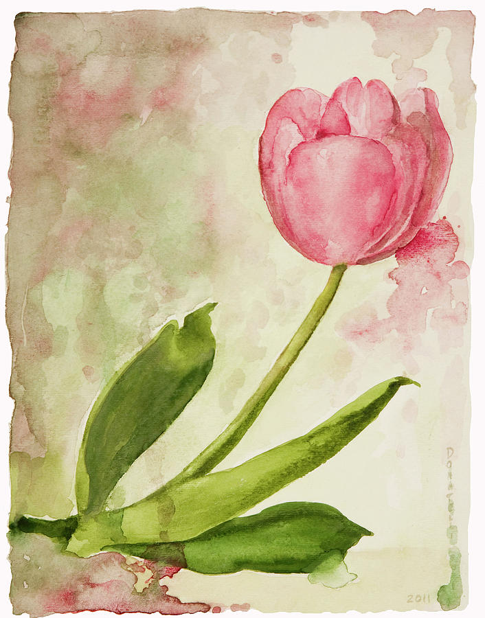 Pink Tulip After the Rain Painting by Kathryn Donatelli