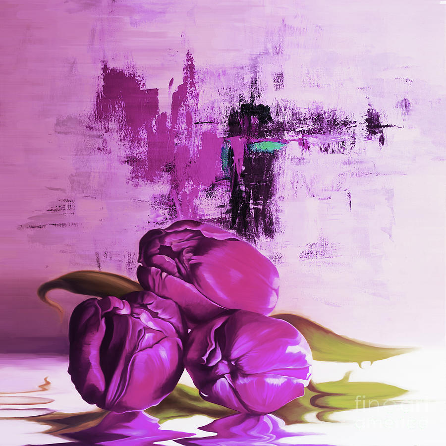 Pink tulip art KKer4 Painting by Gull G