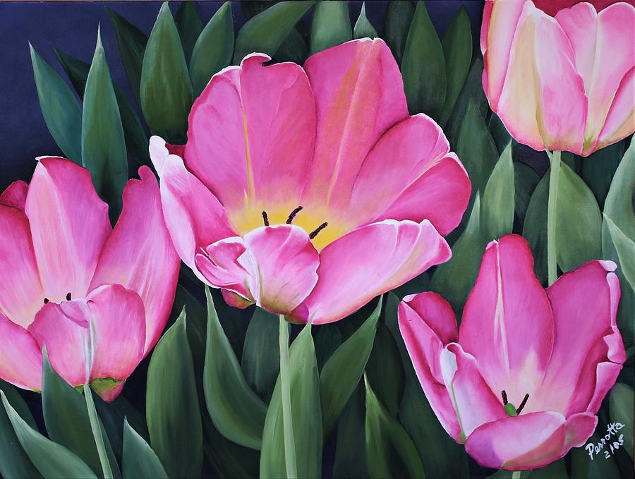 Pink Tulips Painting by Anthony Perrotta | Fine Art America