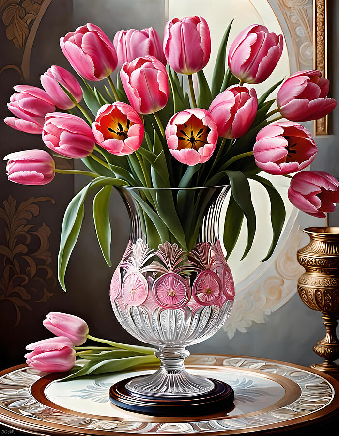 Tulip Digital Art - Pink Tulips by Greg Joens