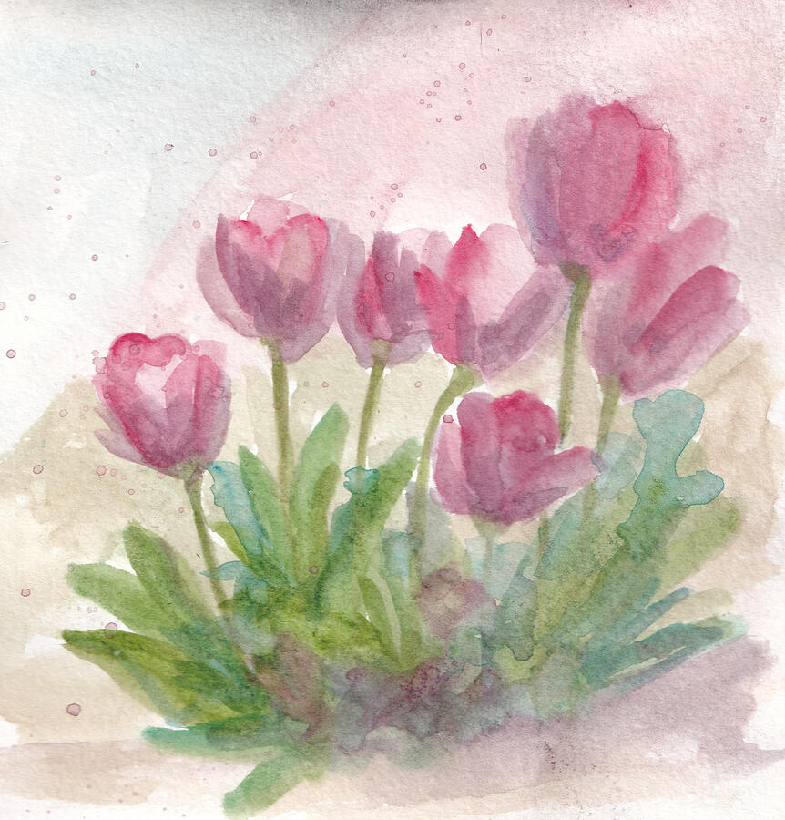 Pink Tulips Painting by Laura Almeida - Pixels