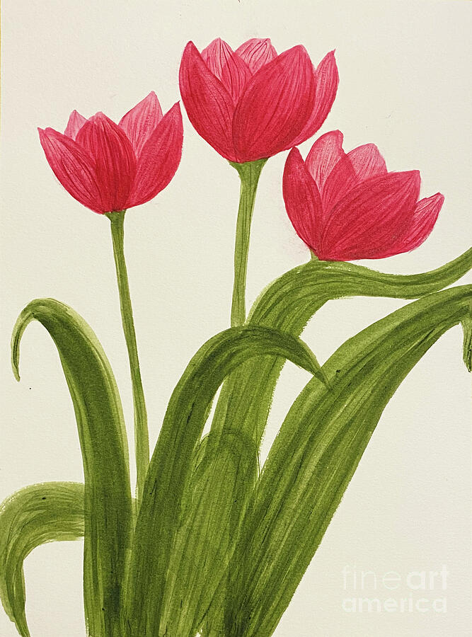 Pink Tulips Painting by Lisa Neuman