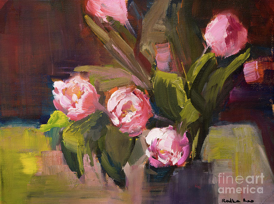 Pink Tulips Painting by Radha Rao