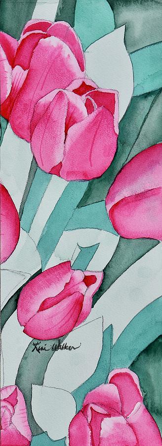 Pink Tulips Watercolor Painting by Kimberly Walker