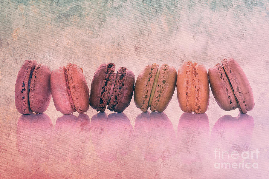 Vintage Photograph - Pink vintage macarons by Delphimages Photo Creations