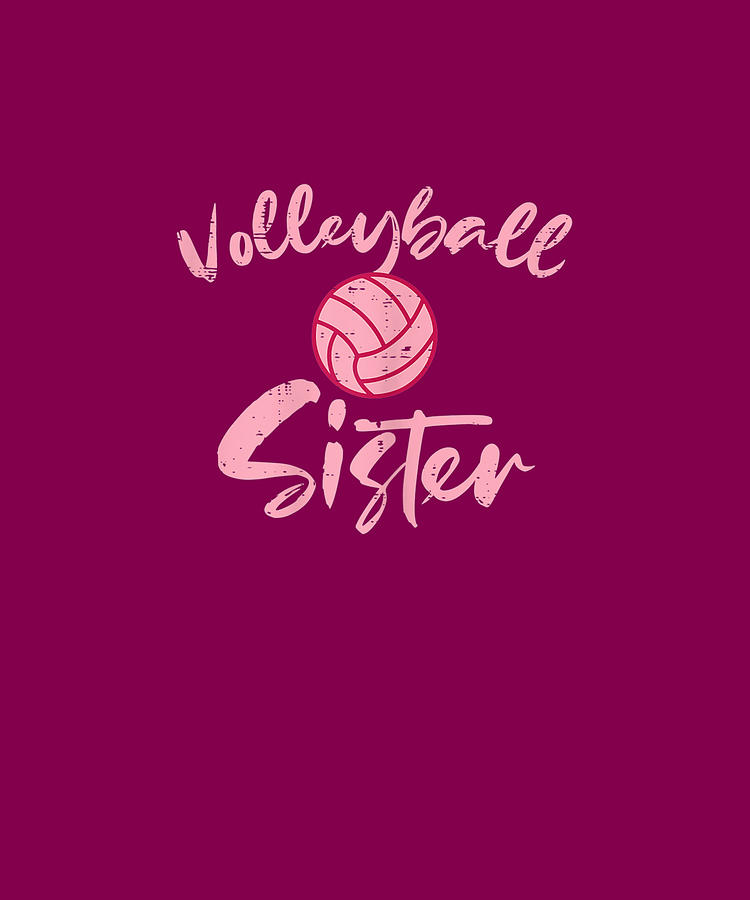 Pink Volleyball Sister Cute Family Matching Sis Girls Women Drawing by ...