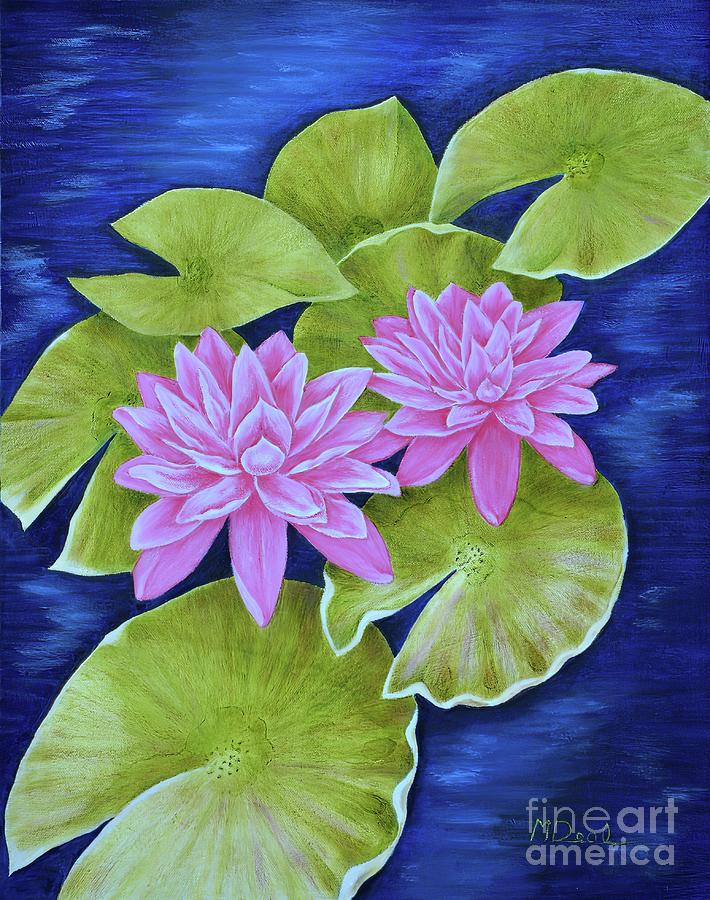 Pink Water Lilies Painting by Mary Deal