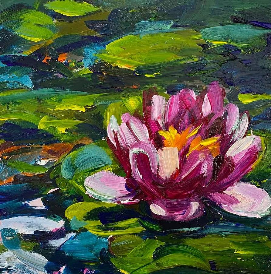 Pink Water Lily Painting by Jacki Kellum | Fine Art America