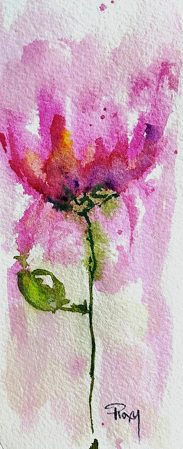 Pink Watercolor Flower Painting by Roxy Rich
