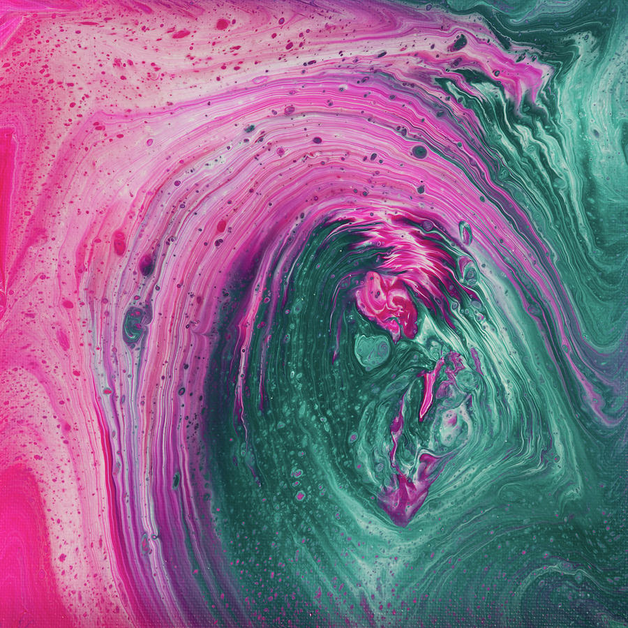 Pink Wave Abstract Art Acrylic Pouring Painting by Matthias Hauser
