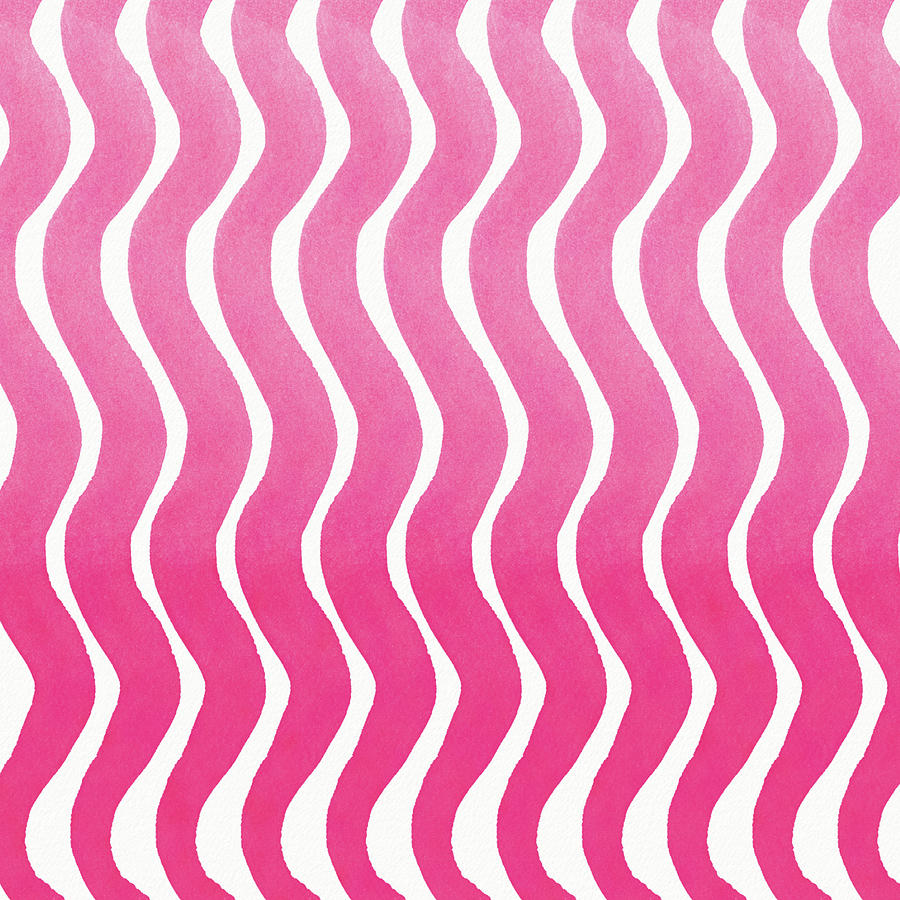 Abstract Painting - Pink Waves- Abstract Watercolor Pattern by Linda Woods