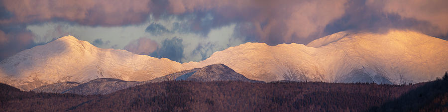 Pink Winter Presidential Sunset Panorama Photograph by White Mountain Images