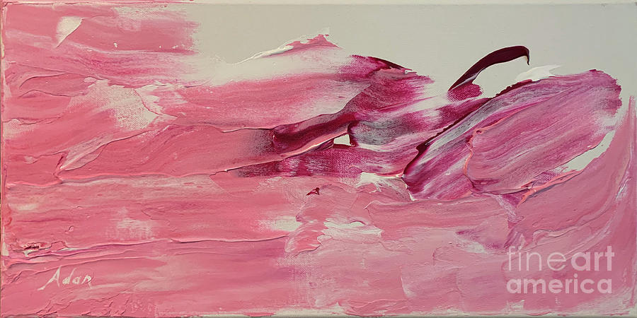 Pink with Maroon Landscape and Bird Painting by Felipe Adan Lerma