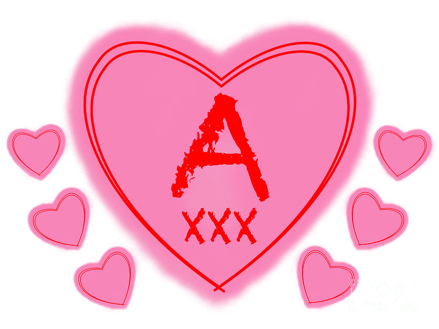 Pink with the Red Letter A Love Heart Digital Art by Douglas Brown ...