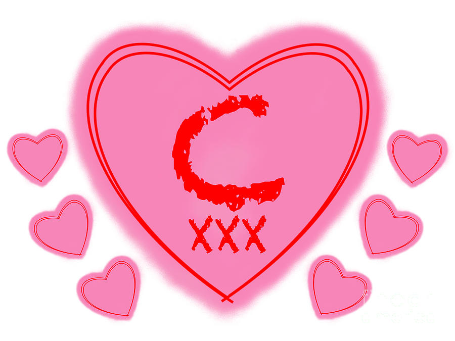 Pink with the Red Letter C Love Heart Digital Art by Douglas Brown ...