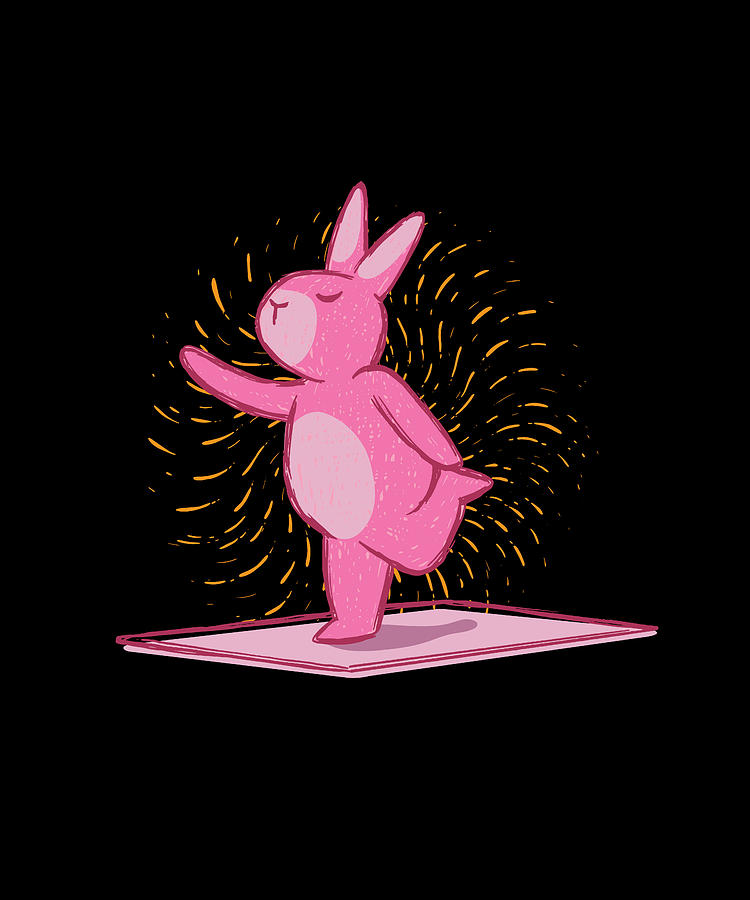 Pink yoga bunny doing yoga posture funny easter by Norman W