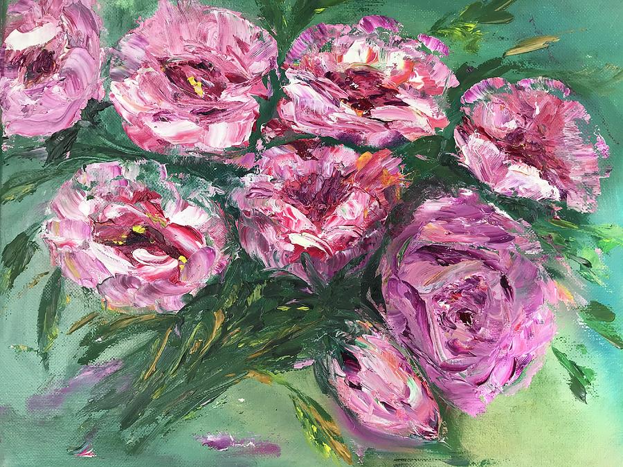 Pink bouquet Painting by Tetiana Bielkina