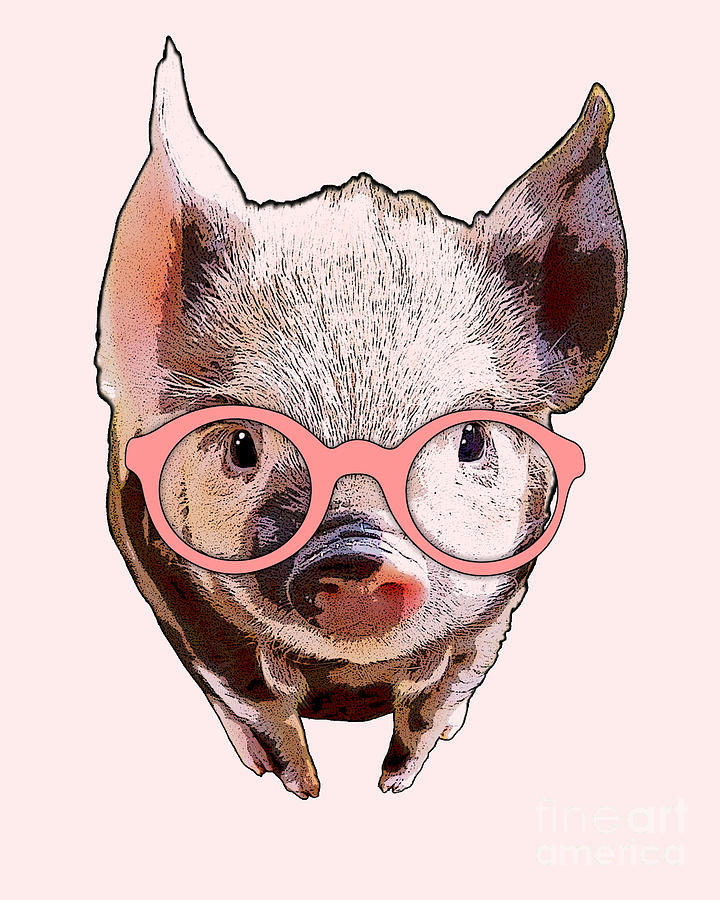 Pig Mixed Media - Pinkie the cute piglet by Madame Memento