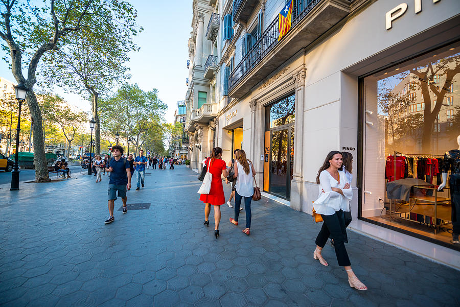 Pinko store at Passeig de Gracia, shopping street in Barcelona, Spain Photograph by Anouchka