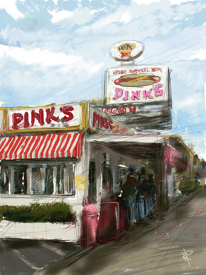 Pinks Hot Dogs Mixed Media