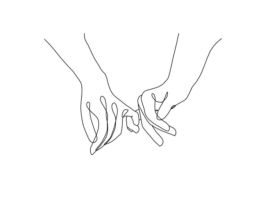 Pinky Promise One Line Art Drawing by Doodle Intent - Fine Art America