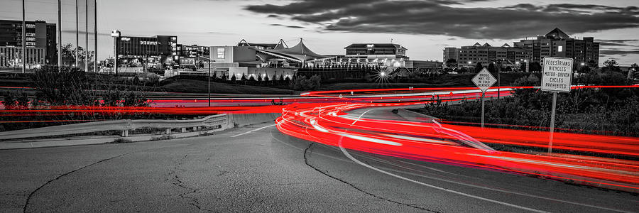 Pinnacle Skyline Light Trail Panorama In Selective Color - Arkansas Photograph by Gregory Ballos