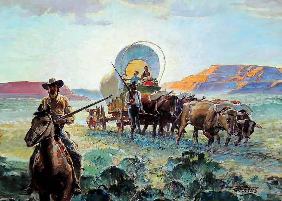 Pioneers Western Art Herbert M Stoops Digital Art by Herbert Morton ...