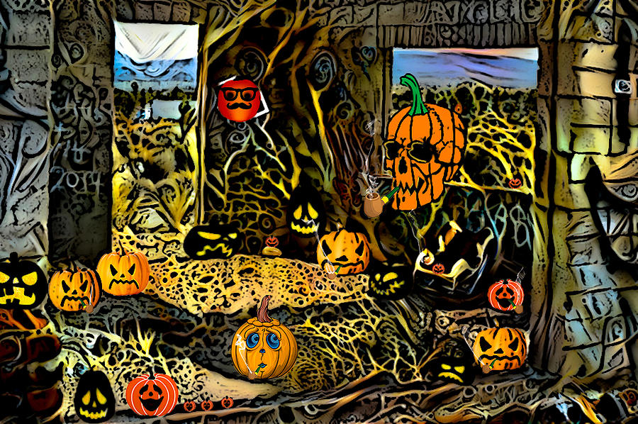 Pipe-Smokin Pumpkin Party Digital Art by Debra Kewley