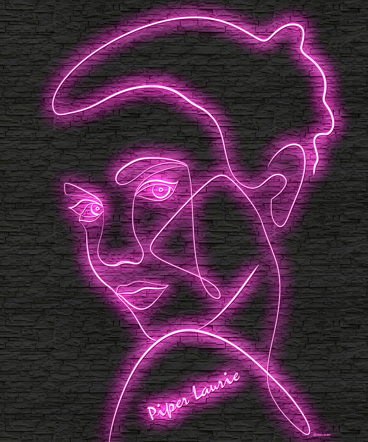 Piper Laurie neon portrait Digital Art by Movie World Posters