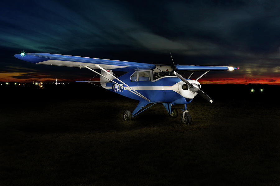 Piper Tri-Pacer Lightpainting Photograph by Steve Templeton