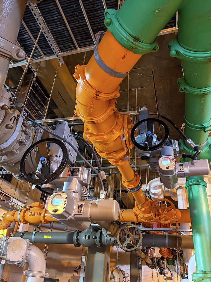 Pipes and sewage pumps at industrial wastewater treatment plant Photograph by Alex Grichenko