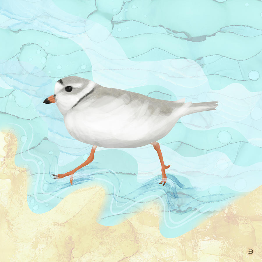 Piping Plover Running on the Beach Digital Art by Andreea Dumez
