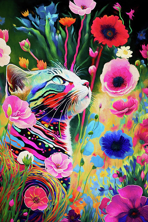 Pippi in the Flower Garden Digital Art by Peggy Collins