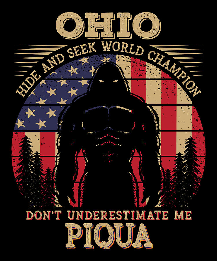 Piqua Ohio Bigfoot 4th of July Patriotic USA Flag Sasquatch Digital Art