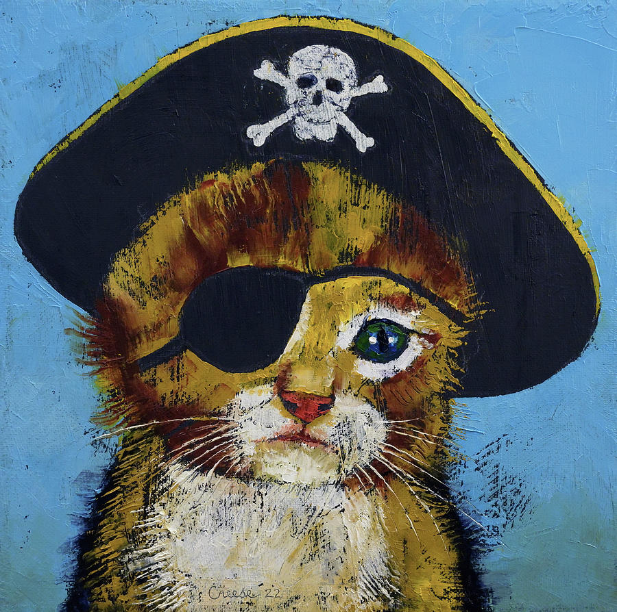 Pirate Kitten Painting by Michael Creese